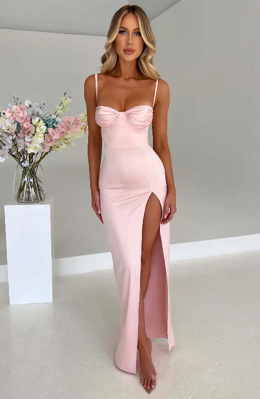 Alora Maxi Dress - Blush Stylish Long Sleeve Maxi Dress