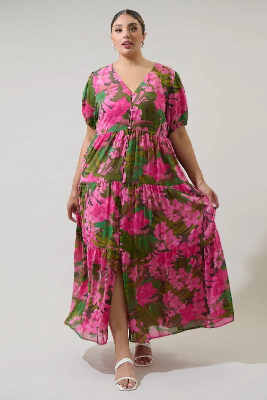 Dandi Floral Monaco Long Tiered Maxi Dress Curve Stylish Boho Maxi Dress