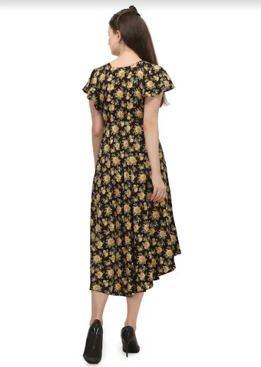 Women's Dark Coffee Floral Printed Long Maxi Dress - MESMORA FASHIONS Fashionable Sheer Maxi Dress Women's Dark Coffee Floral Printed Long Maxi Dress - MESMORA FASHIONS Fashionable Sheer Maxi Dress