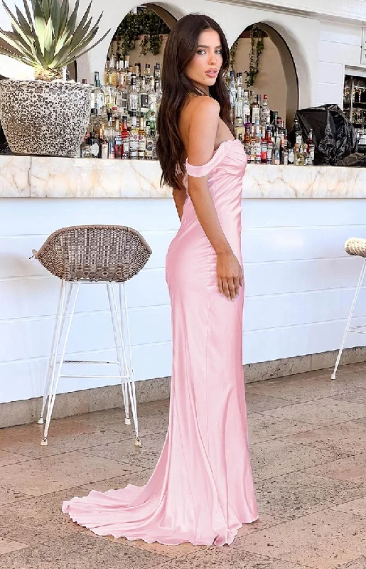 Delanie Pink Maxi Dress Stylish Maxi Dress with Frills