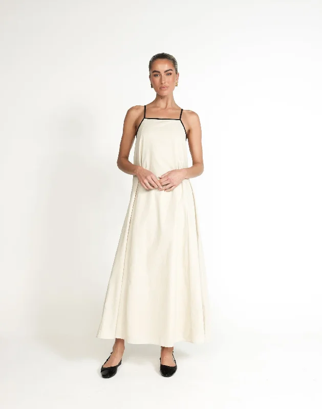 Fiona Maxi Dress (Beige) Stylish Long Sleeve Maxi Dress