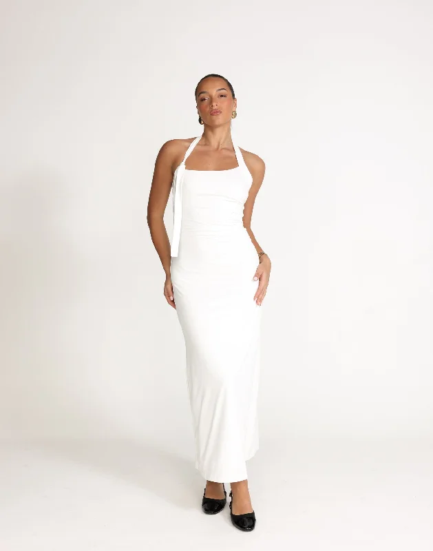 Fiore Maxi Dress (White) Fashionable Maxi Dress with Fringe