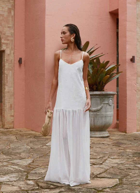 Heavenly Linen Maxi Dress - White Chic Sleeveless Maxi Dress