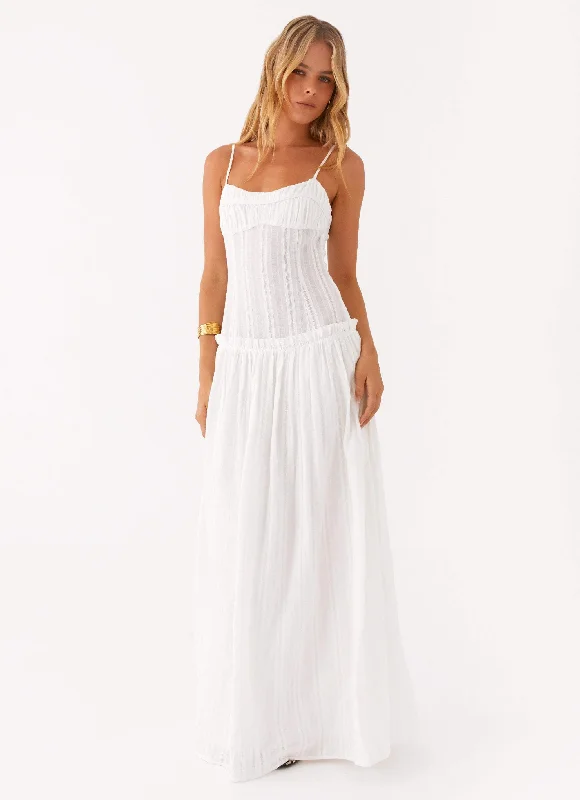 Jacinda Drop Waist Maxi Dress - Ivory Fashionable Sleeveless Maxi Dress