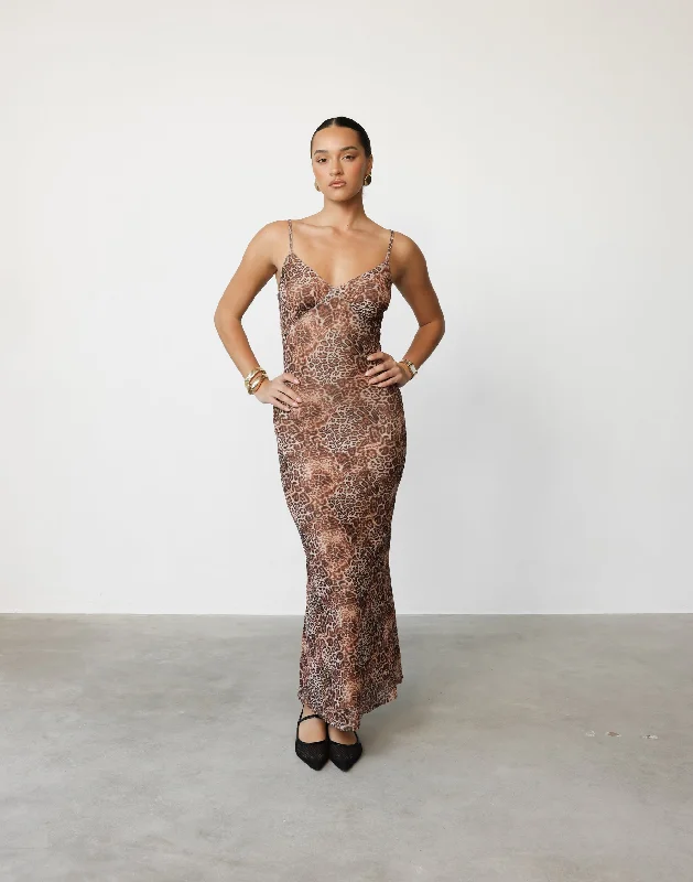 Jessy Maxi Dress (Leopard) Trendy Maxi Dress with Lace