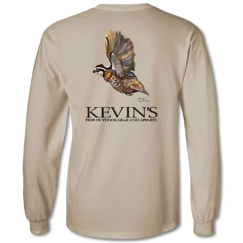 Kevin's Dirk Walker Flying Quail Long Sleeve T-Shirt Cashmere Blend Cotton Blend Poly Blend