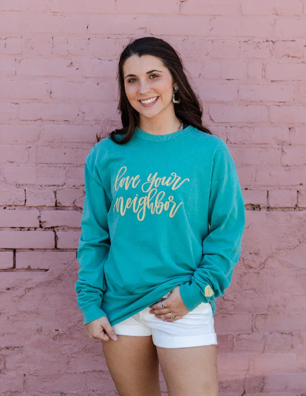 Addyson Nicole Love Your Neighbor Long Sleeve Tee Terry Blend Velvet Blend Canvas Blend Addyson Nicole Love Your Neighbor Long Sleeve Tee Terry Blend Velvet Blend Canvas Blend