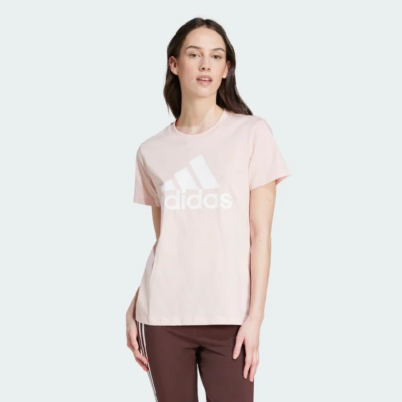 ADIDAS WOMEN'S BIG LOGO PINK TEE Striped Floral Plaid