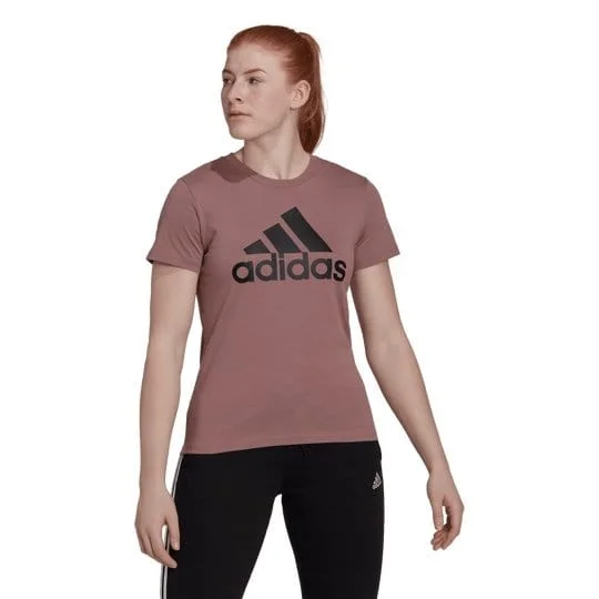 ADIDAS WOMEN'S LOUNGEWEAR ESSENTIALS LOGO PURPLE TEE Cashmere Blend Cotton Blend Poly Blend