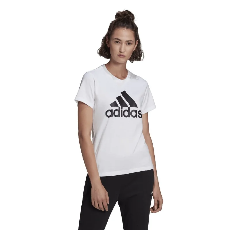 ADIDAS WOMEN'S LOUNGEWEAR ESSENTIALS LOGO WHITE TEE Seamless Knitted Crochet