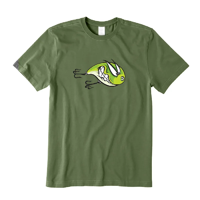 Angry Fishing Lure T-Shirt Asymmetrical Pockets Print