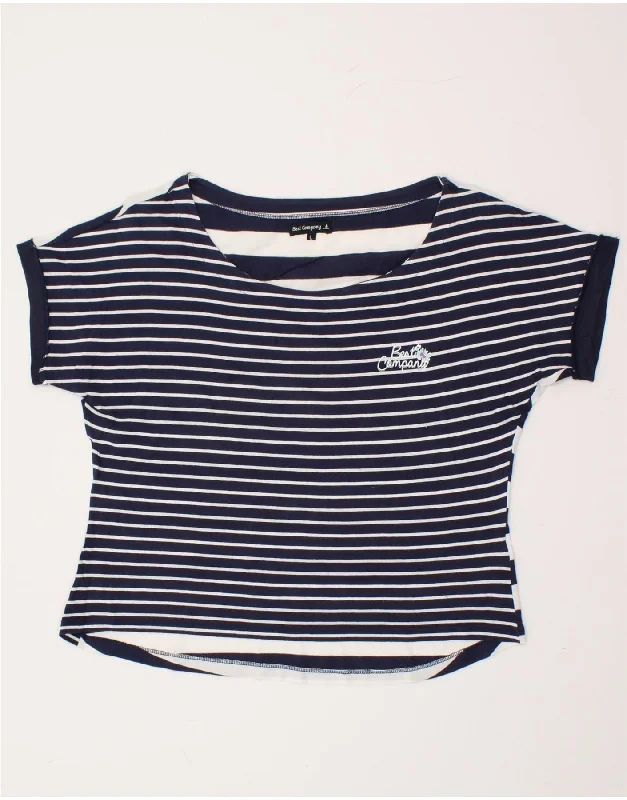 BEST COMPANY Womens T-Shirt Top UK 16 Large Navy Blue Striped Cotton Notch Collar Peter Pan Collar Cowl Neck BEST COMPANY Womens T-Shirt Top UK 16 Large Navy Blue Striped Cotton Notch Collar Peter Pan Collar Cowl Neck