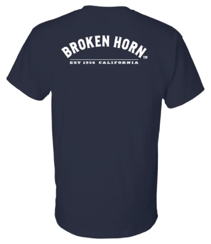 Broken Horn Half Circle Logo Tee Notch Collar Peter Pan Collar Cowl Neck