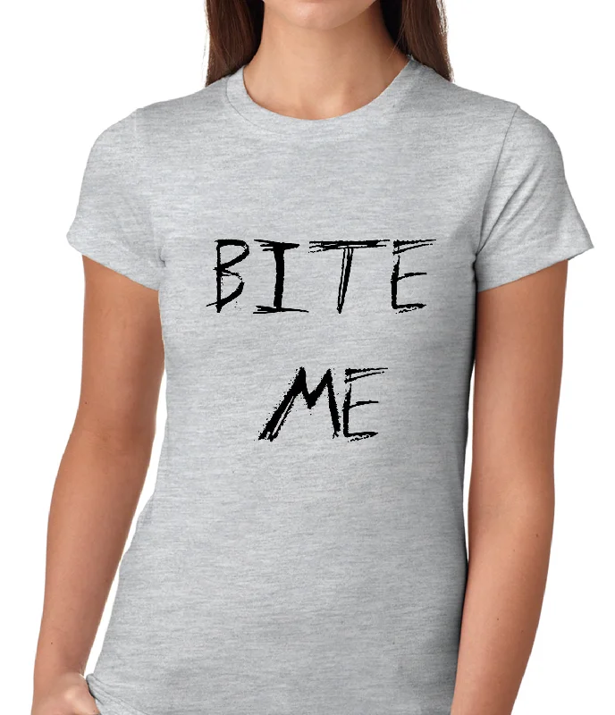 Bite Me Zombie and Vampire Lovers Girls T-shirt Rayon Velvet Corduroy