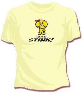 Boys Stink Girls T-Shirt Iron Safe Non-Iron Wrinkle Free