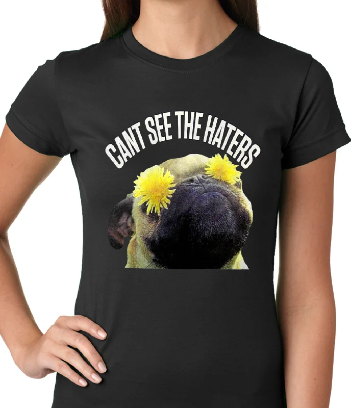 Can't See The Haters Funny Pug Ladies T-shirt Plaid T-Shirt Polka Dot Checkered