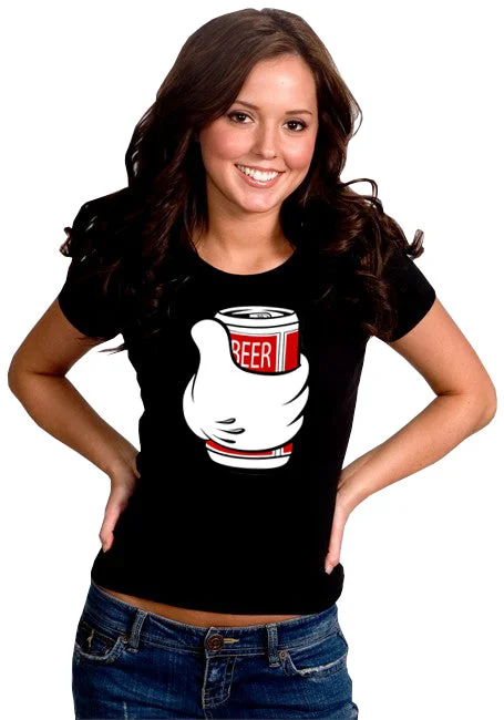 Cartoon Hand Beer Can Girl's T-Shirt Chenille Blend Fleece Blend Nylon Blend