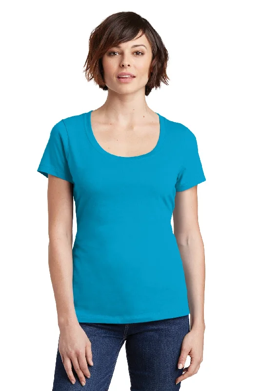 District Women's Perfect Weight Scoop Tee. DM106L Solid Color Striped Floral