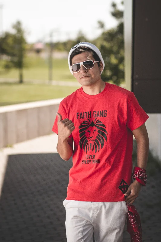 Faith Gang Over Everything Red/Black Tee (multiple color options) Jersey Fabric Tulle Fabric Batik Fabric Faith Gang Over Everything Red/Black Tee (multiple color options) Jersey Fabric Tulle Fabric Batik Fabric