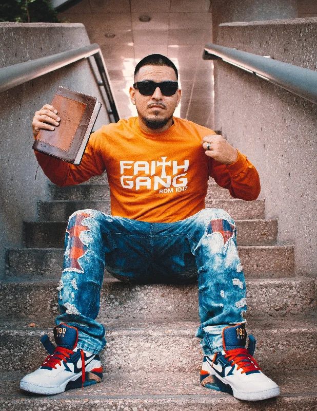 Faith Gang Long Sleeve T-shirt (multiple color options) Collared T-Shirt Boat Neck A-Line Faith Gang Long Sleeve T-shirt (multiple color options) Collared T-Shirt Boat Neck A-Line
