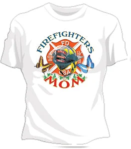 Firefighters Mom Girls T-Shirt V-Neck T-Shirt Long Sleeve Cotton