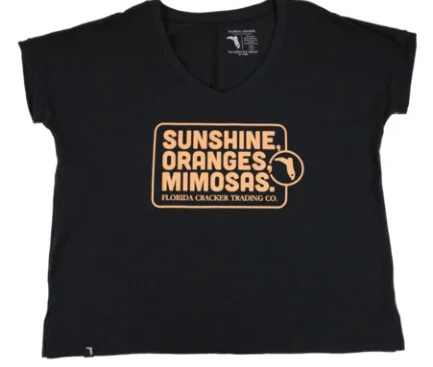 Florida Cracker Trading Co. Women's Black Mimosa Cropped SS T-Shirt Cozy Warm Stylish