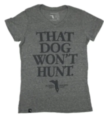 Florida Cracker Trading Co. Women's Charcoal "That Dog Wont Hunt" SS Tee Knit Fabric Woven Fabric Fleece Fabric