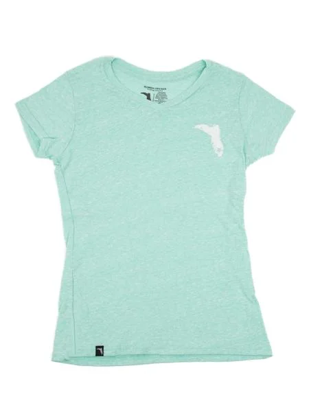 Florida Cracker Trading Co. Women's Mint Blue Badge SS T-Shirt Terry Blend Velvet Blend Canvas Blend