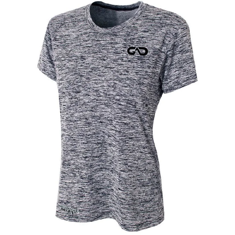 Galaxy DRY-FIT Womens Performance Tee (Black) Graphic T-Shirt Round Neck Polyester