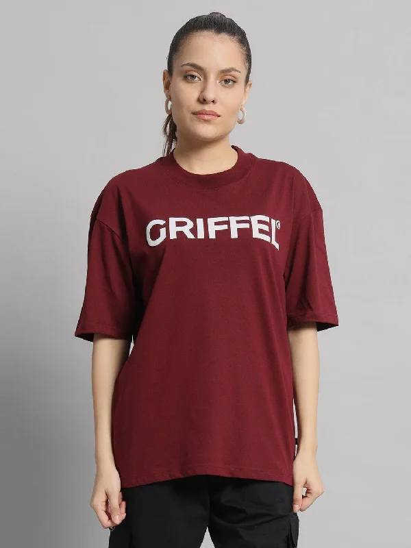 GRIFFEL Registered Logo Oversized T-shirt V-Neck T-Shirt Long Sleeve Cotton