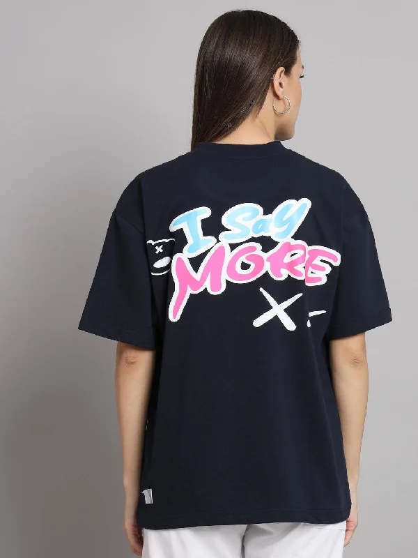 I SAY MORE Oversized T-shirt Beaded Sequined Faux Fur