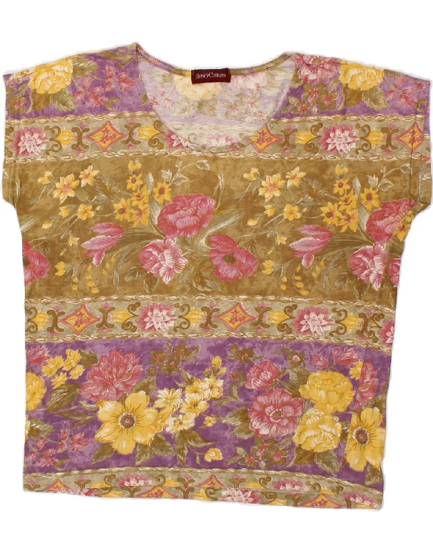 HENRY COTTONS Womens T-Shirt Top IT 42 Medium Green Floral Cotton Wool Fabric Cashmere Fabric Tweed Fabric HENRY COTTONS Womens T-Shirt Top IT 42 Medium Green Floral Cotton Wool Fabric Cashmere Fabric Tweed Fabric
