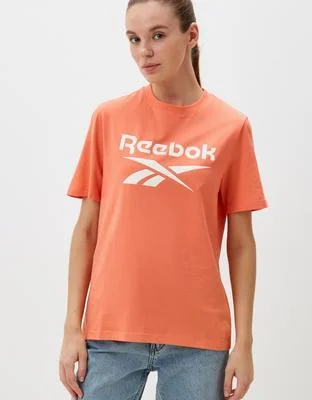 REEBOK WOMEN'S IDENTITY BIG LOGO CORAL TEE Zippered Buttoned Snapped