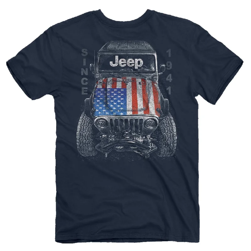 Jeep - Big USA T-Shirt Zippered Front Buttoned Front Snap Front