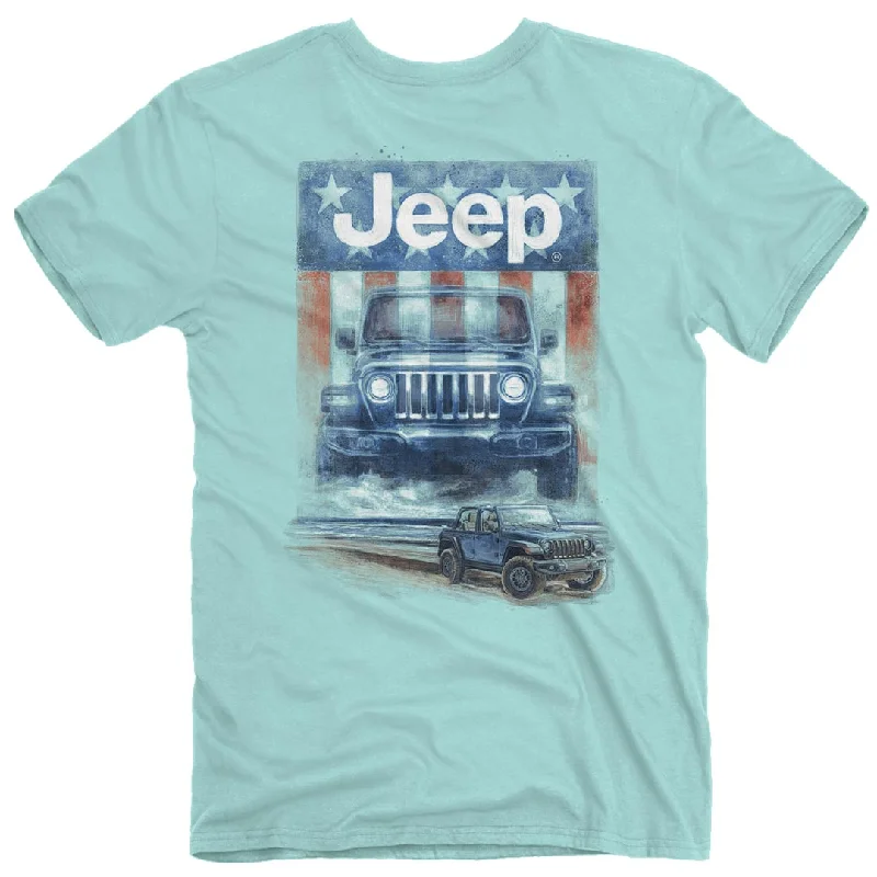 Jeep - USA Beach Rider T-Shirt Basic T-Shirt Crew Neck Short Sleeve