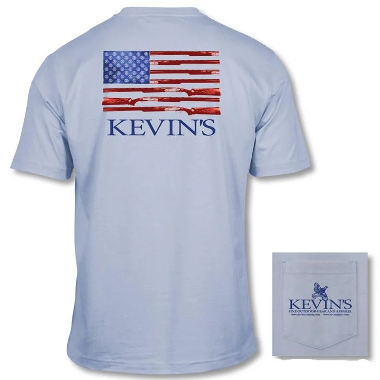 Kevin's Gun Flag Short Sleeve T-Shirt Zippered Front Buttoned Front Snap Front