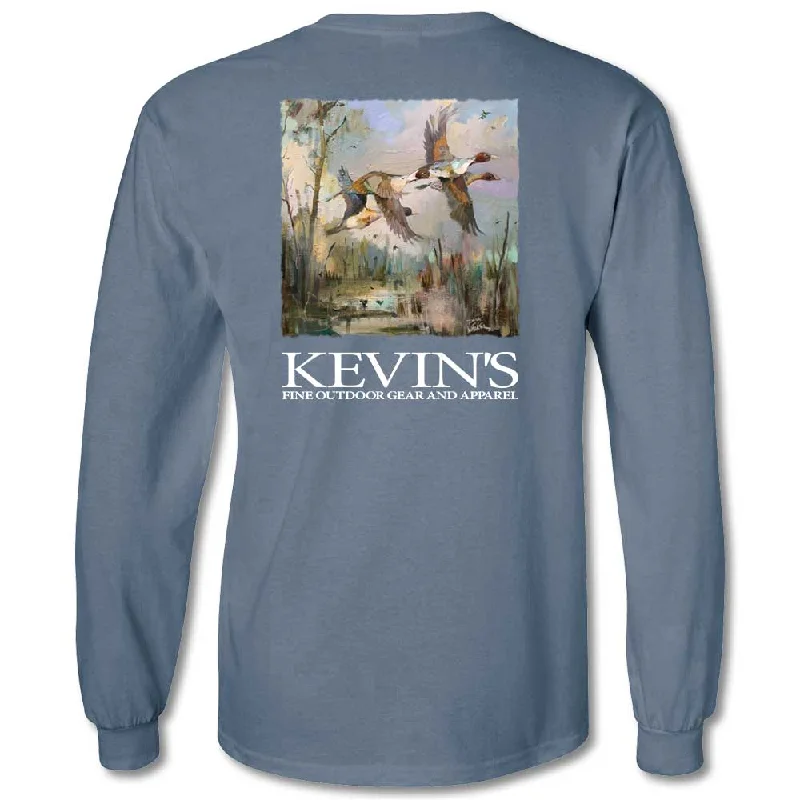 Kevin's Dirk Walker Pintails in Flight Long Sleeve T-Shirt Embroidered Appliqued Beaded