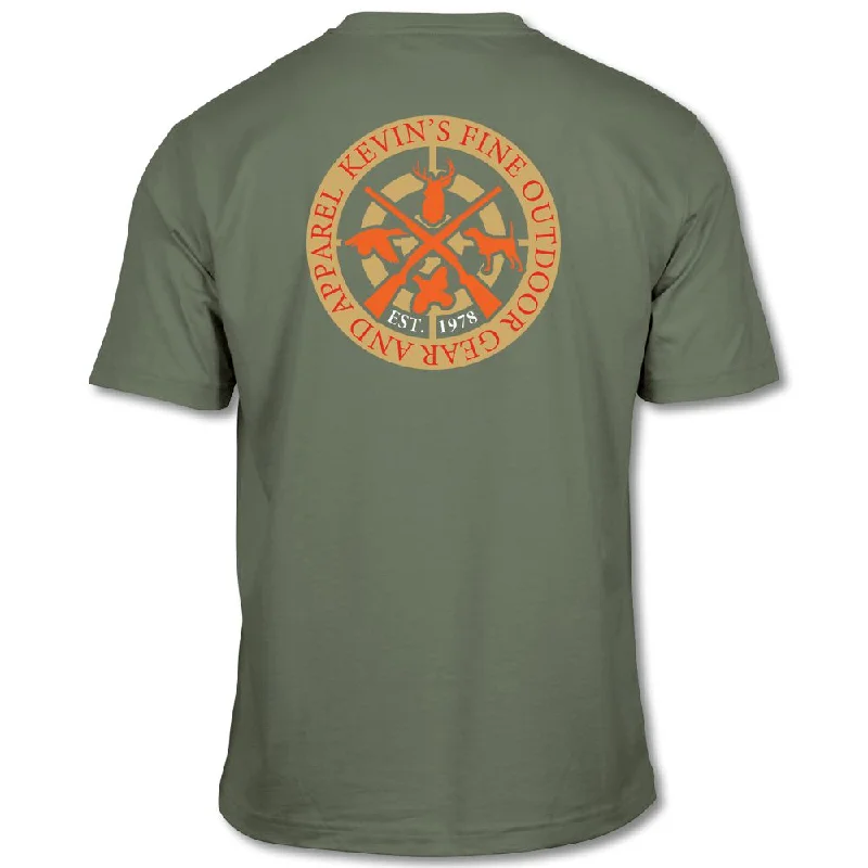 Kevin's Orange Crossed Guns Short Sleeve T-Shirt Terry Blend Velvet Blend Canvas Blend