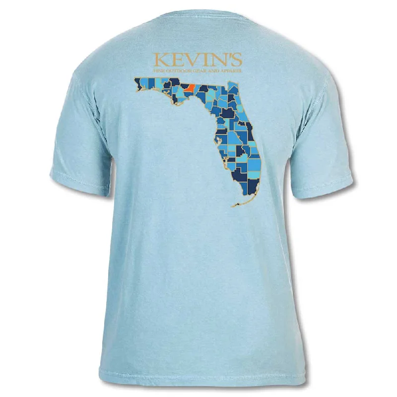 Kevin's Water Camo Florida Map Short Sleeve T-Shirt Print Jacquard Patchwork