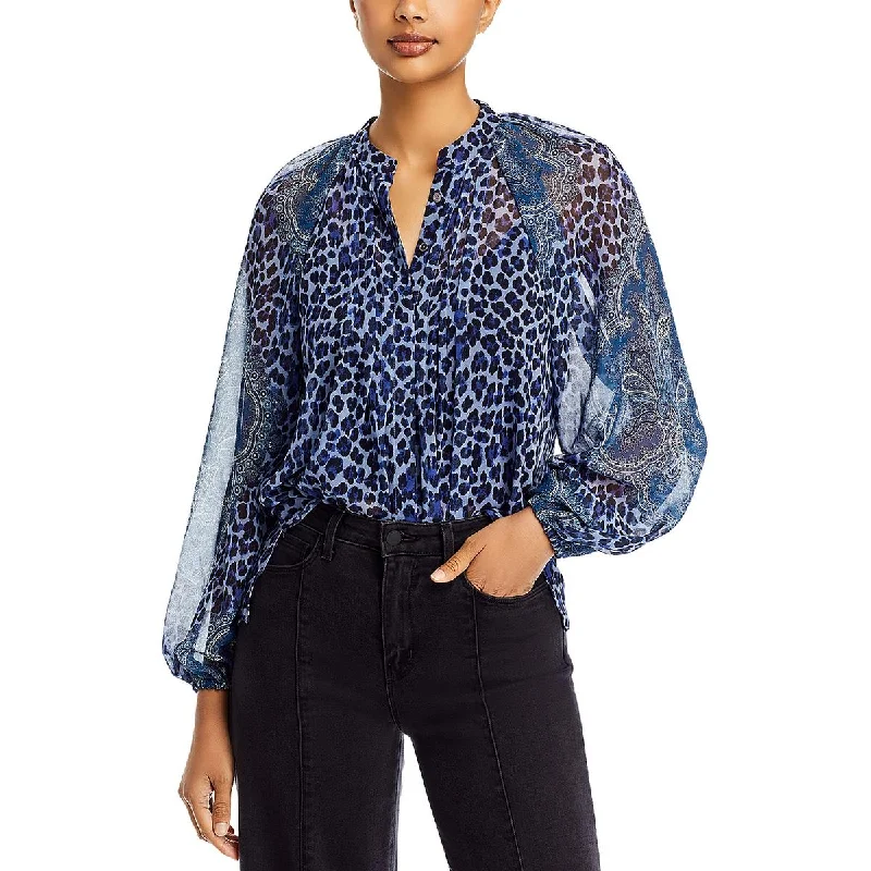 Kobi Halperin Womens V-Neck Tee Button-Down Top Chenille Blend Fleece Blend Nylon Blend Kobi Halperin Womens V-Neck Tee Button-Down Top Chenille Blend Fleece Blend Nylon Blend