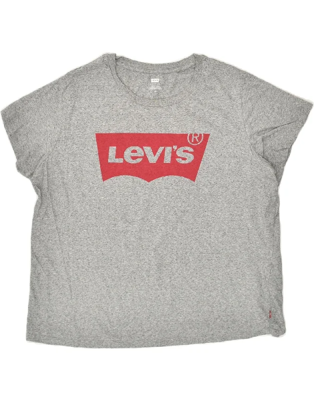 LEVI'S Womens T-Shirt Top UK 20 2XL Grey Flecked Cotton Layered Multi-layer Single Layer LEVI'S Womens T-Shirt Top UK 20 2XL Grey Flecked Cotton Layered Multi-layer Single Layer