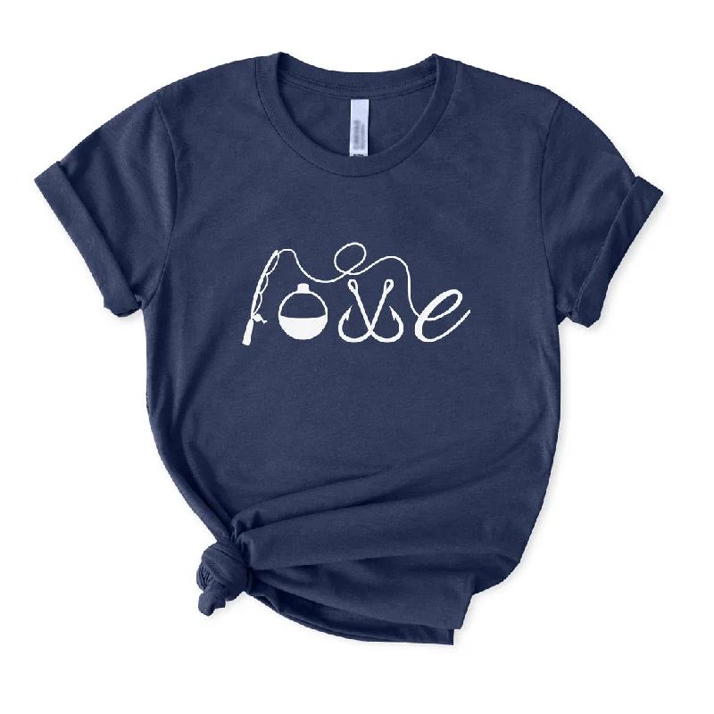 Love Fishing T-Shirt for Women Zippered Front Buttoned Front Snap Front