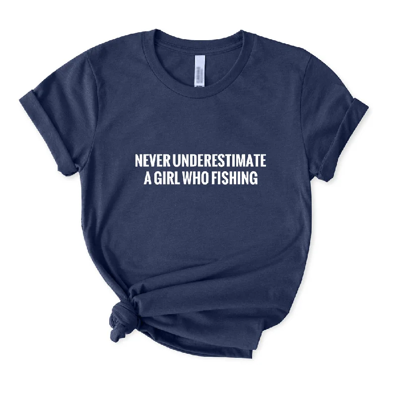 Never Underestimate A Girl Who Fishing T-Shirt for Women Plaid T-Shirt Polka Dot Checkered Never Underestimate A Girl Who Fishing T-Shirt for Women Plaid T-Shirt Polka Dot Checkered