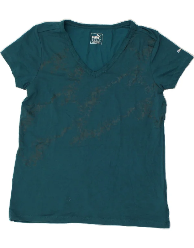 PUMA Womens T-Shirt Top UK 18 XL  Blue Cotton Fleece Nylon Spandex
