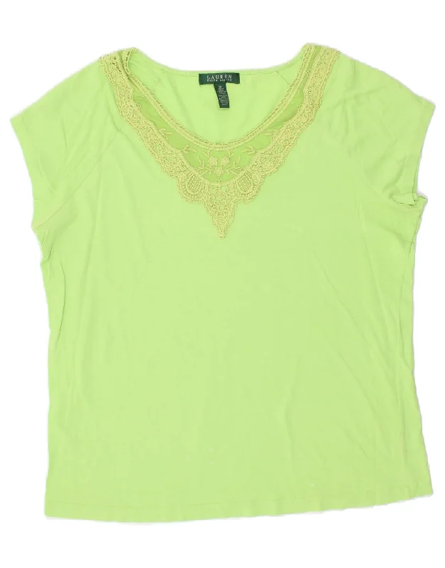 RALPH LAUREN Womens T-Shirt Top UK 18 XL Green Layered Multi-layer Single Layer