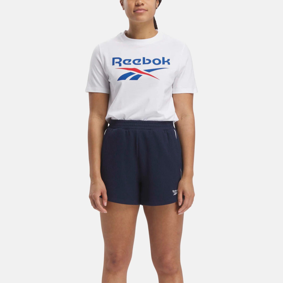 REEBOK WOMEN'S IDENTITY BIG LOGO WHITE TEE Anti-Pilling Machine Wash Handmade