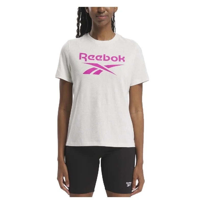 REEBOK WOMEN'S LOGO PINK TEE Fitted T-Shirt Seamless Stretchy