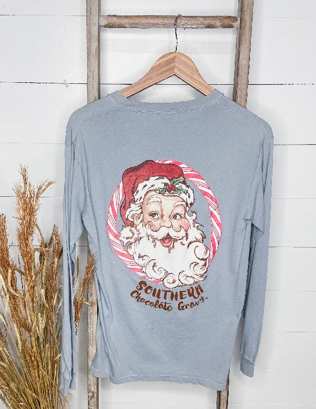 Santa Face Long Sleeve Tee Knit Fabric Woven Fabric Fleece Fabric