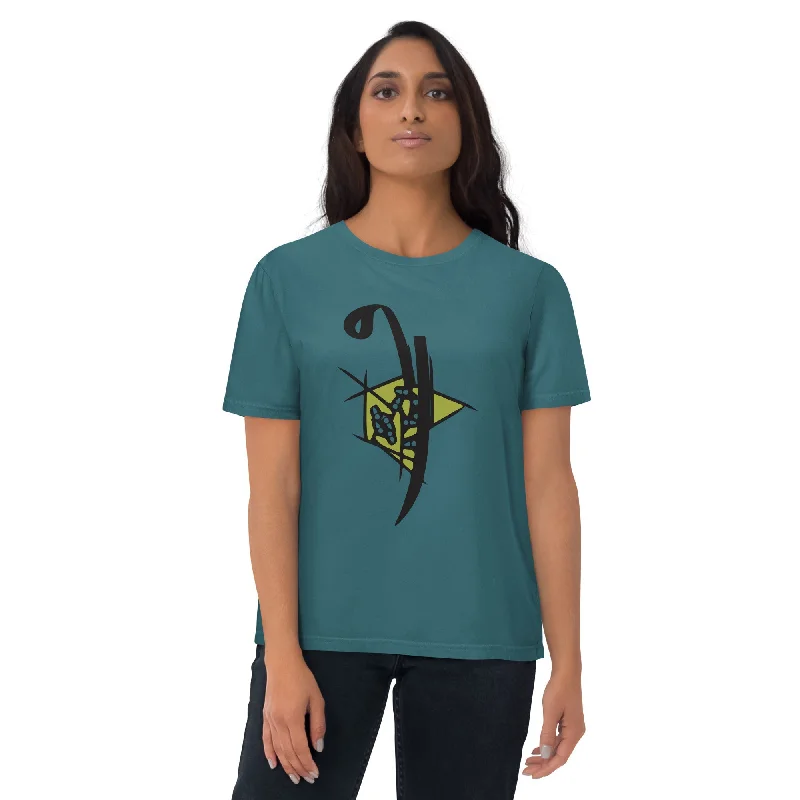 Short Sleeve Women's Cotton T-Shirt Medium Fit MOONDANCE Print Jacquard Patchwork