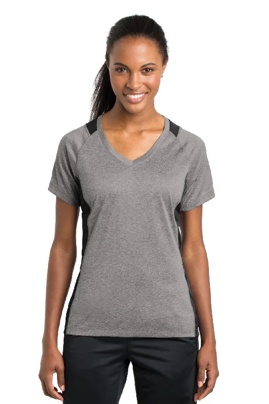 Sport-Tek Ladies Heather Colorblock Contender™ V-Neck Tee. LST361 Elasticated Padded Insulated